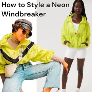 Offline By Aerie Ripstop Neon Yellow Windbreaker Jacket